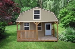 Painted Deluxe Lofted Cabins from Derksen Buildings Deluxe Lofted Cabins from Derksen Buildings make great cabins and tiny houses 